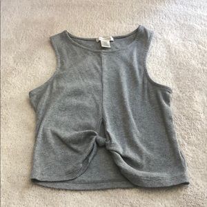 Grey Ribbed Croptop with Keyhole